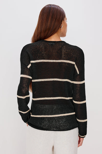 Evangeline Sweater - Black Linen Stripe