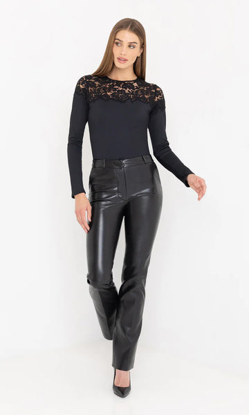 Ona Lace Combo Top - Black