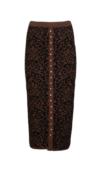 Primrose Jacquard Midi Skirt - Brown/Black