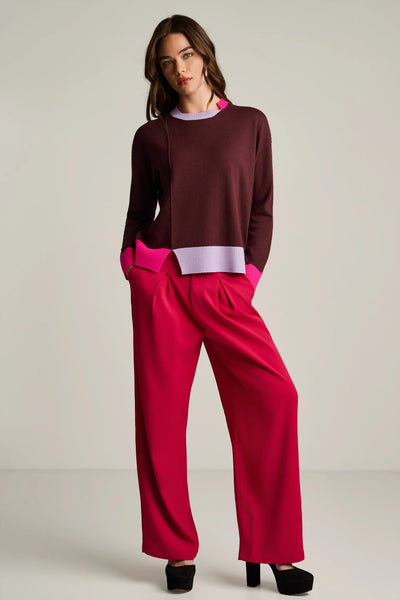 Bold Block Sweater - Rum Raisin