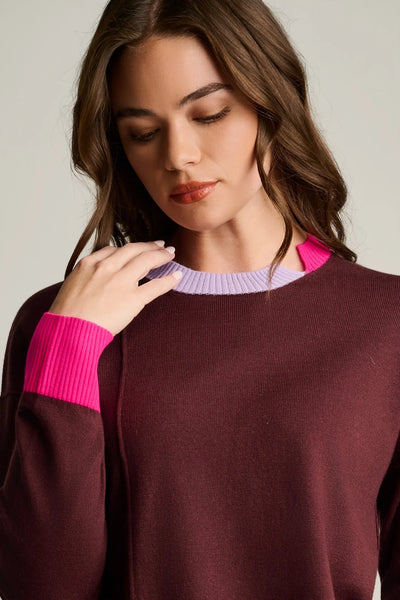 Bold Block Sweater - Rum Raisin