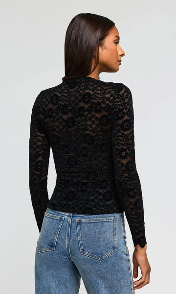 Gracie Velvet Lace Top - Black