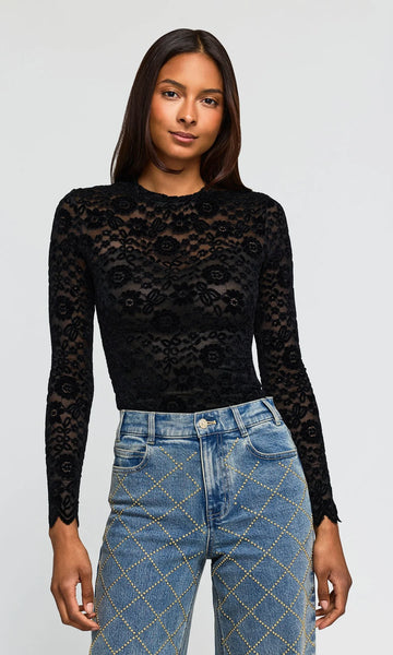 Gracie Velvet Lace Top - Black