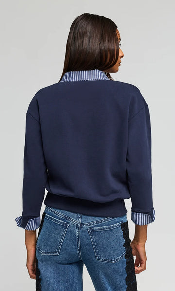 Hallie Combo Sweatshirt - Midnight Navy/Stripe