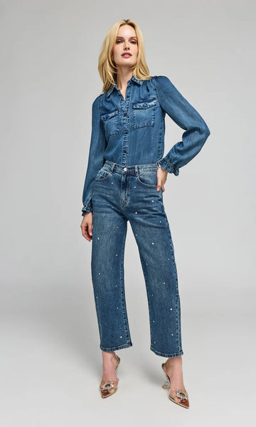 Priya Denim Blouse - Vintage Medium Blue