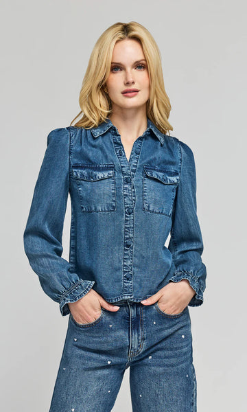 Priya Denim Blouse - Vintage Medium Blue