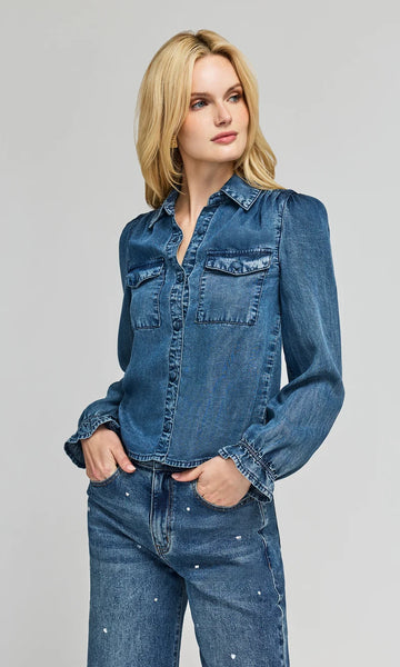 Priya Denim Blouse - Vintage Medium Blue