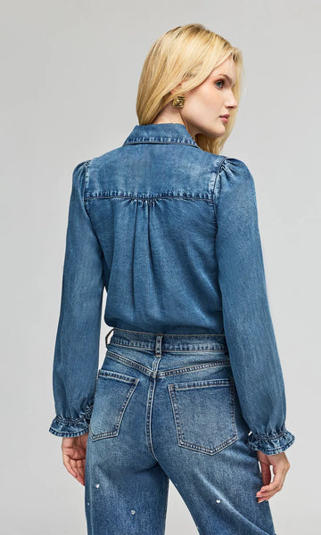 Priya Denim Blouse - Vintage Medium Blue