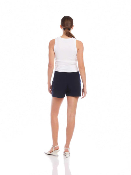 Side Shirred Tank - White