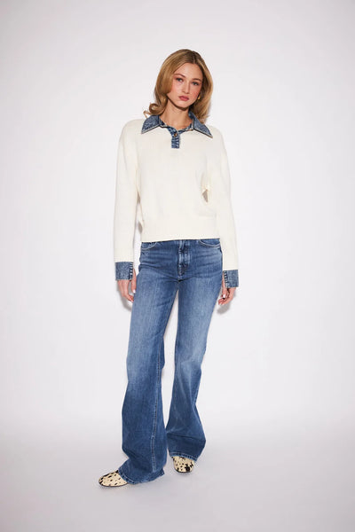 Elton Collared Sweater - Oxford Denim