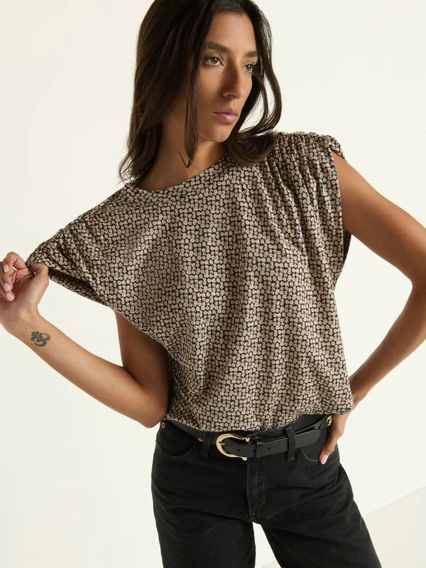 Frankie Muscle Tee - Ditsy Floral Butterscotch