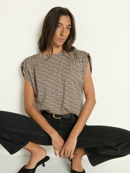 Frankie Muscle Tee - Ditsy Floral Butterscotch