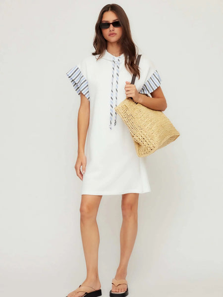 Dayna Contrast Hoodie Dress - Off White