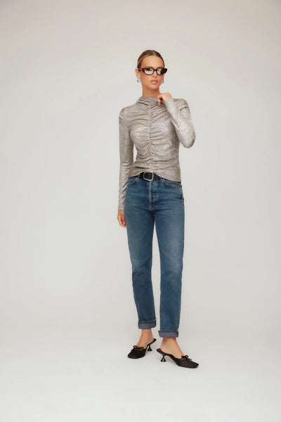 Selena Ruched Top - Gold Dust