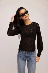 Ina Stretch Lace Top - Black