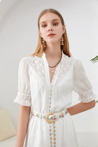 Colette Linen Blouse - White