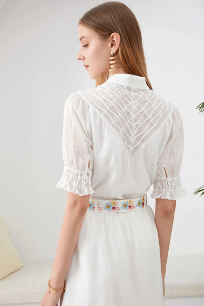 Colette Linen Blouse - White