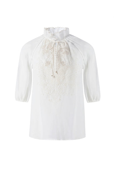 Genevieve Embroidered Blouse - White