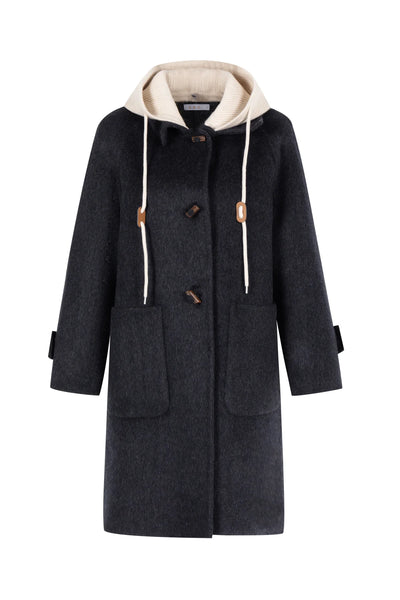 Fiona Hooded Duffle Coat - Blackened Pearl