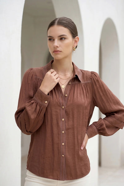 Celine Blouse - Amber Brown