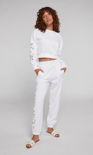 Arabella Lace Combo Sweatshirt - White