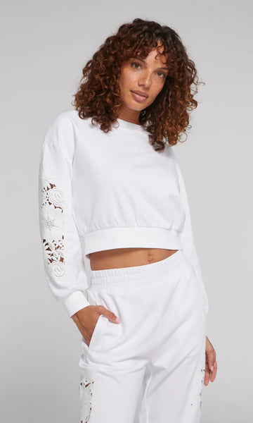 Arabella Lace Combo Sweatshirt - White