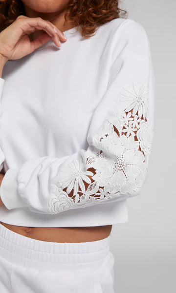 Arabella Lace Combo Sweatshirt - White