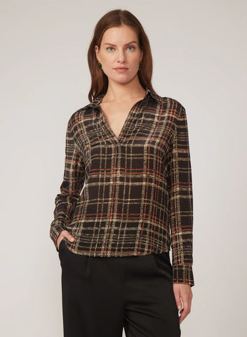 Lia Blouse - Black Plaid