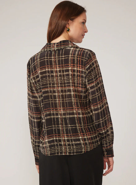 Lia Blouse - Black Plaid