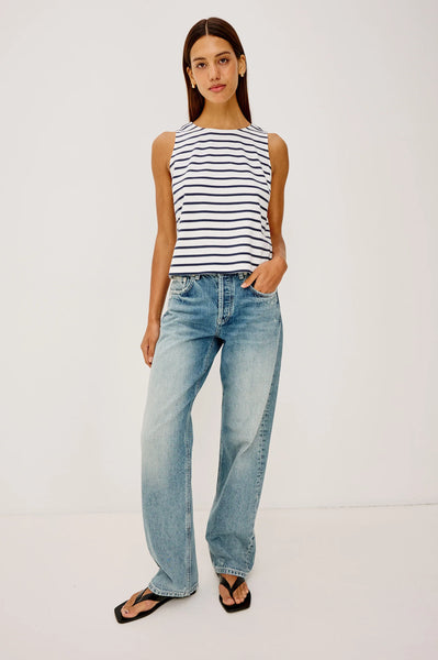 Grace Tank - Ivory Navy Stripe