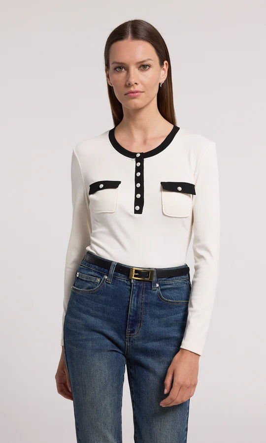 Felicity Top - Ivory/Black