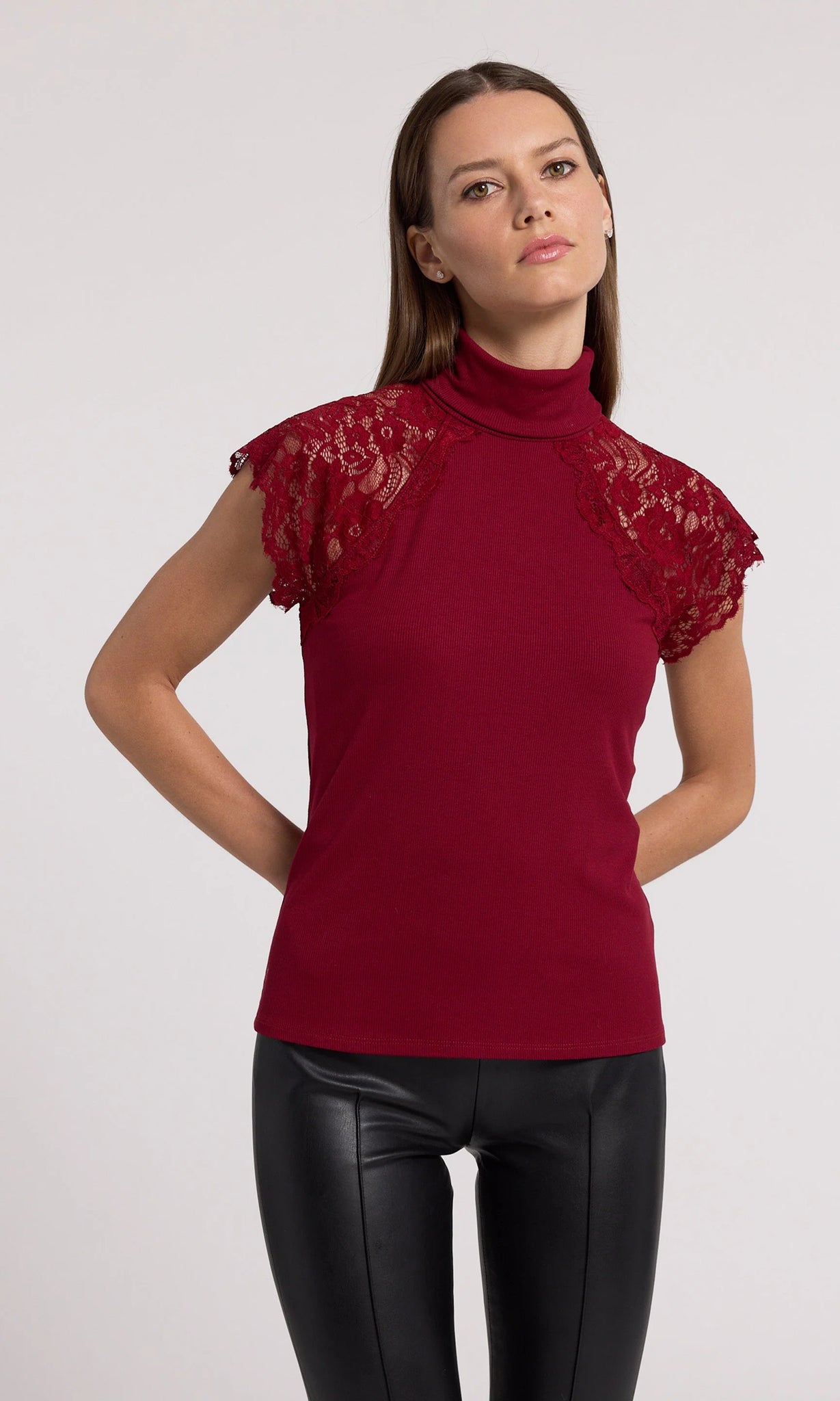 Jessenia Lace Combo Top - Scarlett