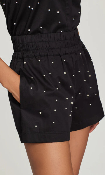 Betty Pearl Embellished Shorts - Black