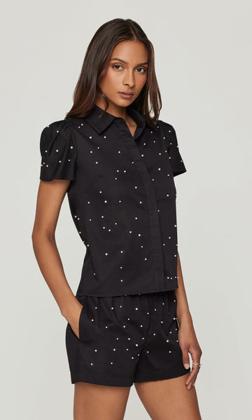 Murphy Pearl Embellished Top - Black