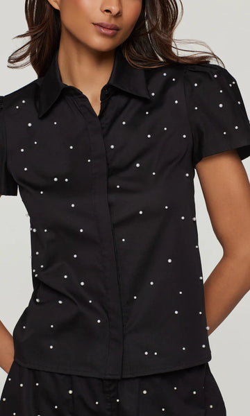 Murphy Pearl Embellished Top - Black