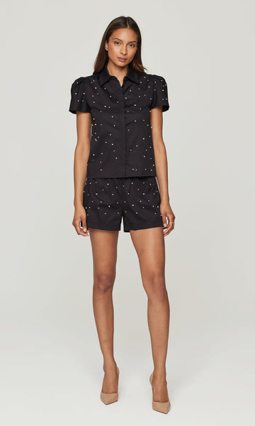 Murphy Pearl Embellished Top - Black