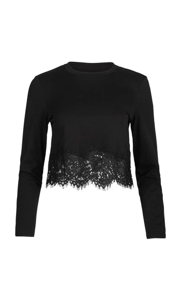 Tabitha Lace Combo Top - Black
