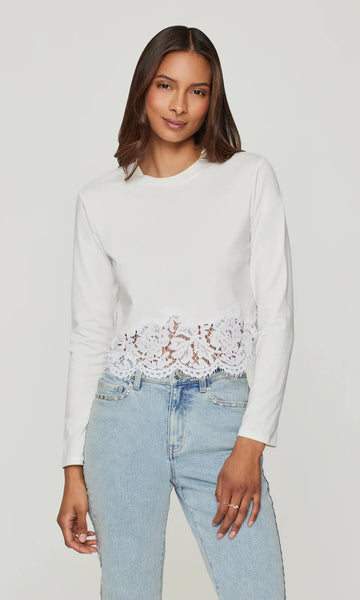 Tabitha Lace Combo Top - White