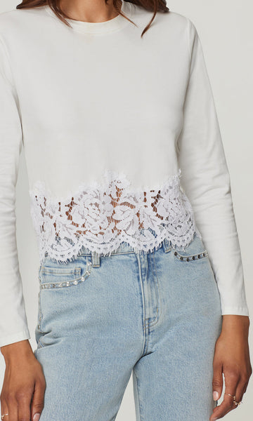 Tabitha Lace Combo Top - White
