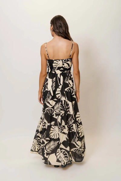 Flores Dress - Black/Ivory Tropical