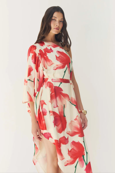 Adina Dress - Ivory/Red Floral