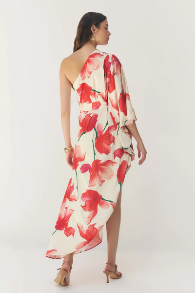 Adina Dress - Ivory/Red Floral