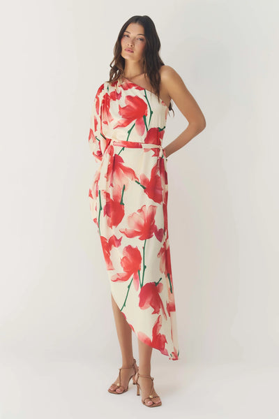 Adina Dress - Ivory/Red Floral