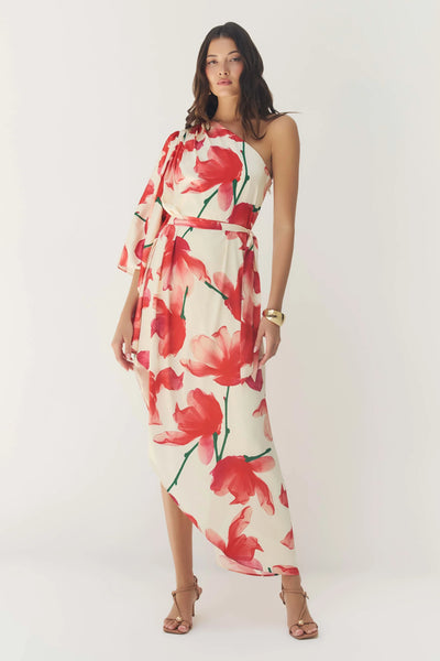 Adina Dress - Ivory/Red Floral