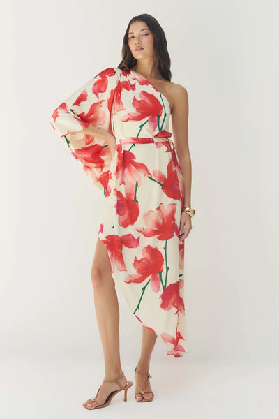 Adina Dress - Ivory/Red Floral