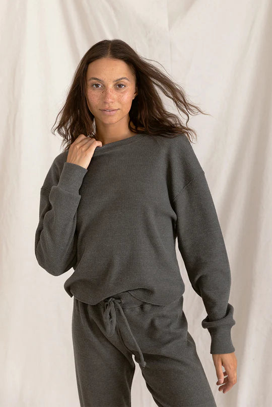 Isla Ribbed Pullover - Charcoal