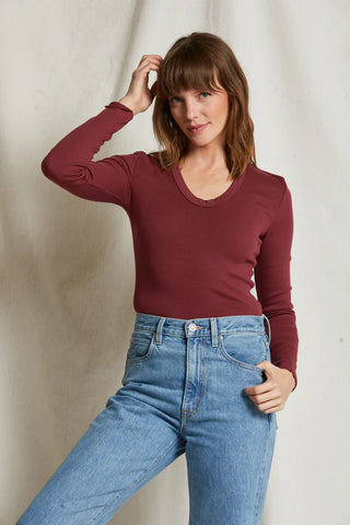 Robyn Long Sleeve Tee - Cranberry