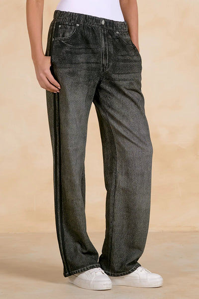 Faux Jean Track Pant - Charcoal