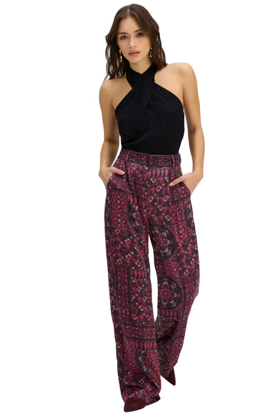 Joan Pants - Burgundy Scarf Print