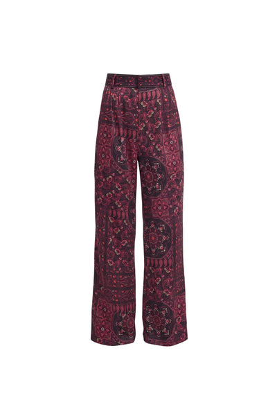 Joan Pants - Burgundy Scarf Print